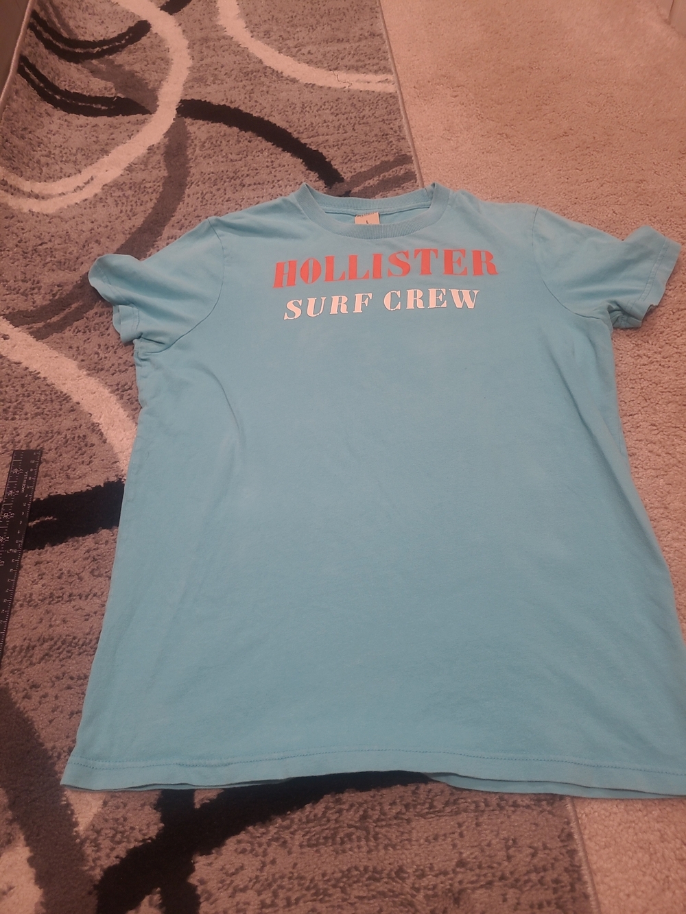 Hollister Men's Surf Crew T-Shirt in Light Blue
